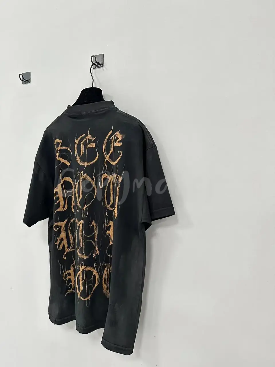 巴黎 BLC 23FW Heavy Metal T-shirt 梵文泥染做舊 短袖T恤