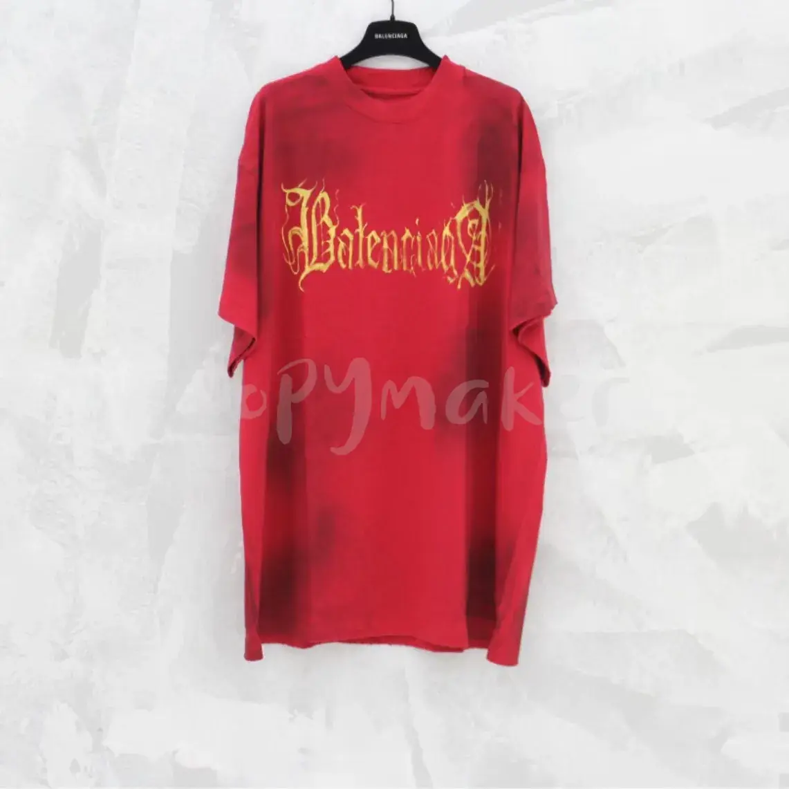 巴黎 BLC 23FW Heavy Metal T-shirt 梵文泥染做舊 短袖T恤