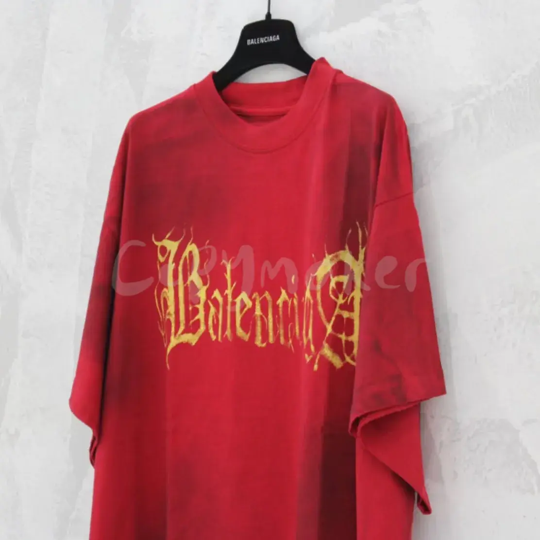 巴黎 BLC 23FW Heavy Metal T-shirt 梵文泥染做舊 短袖T恤