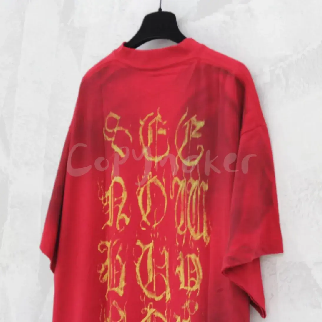 巴黎 BLC 23FW Heavy Metal T-shirt 梵文泥染做舊 短袖T恤