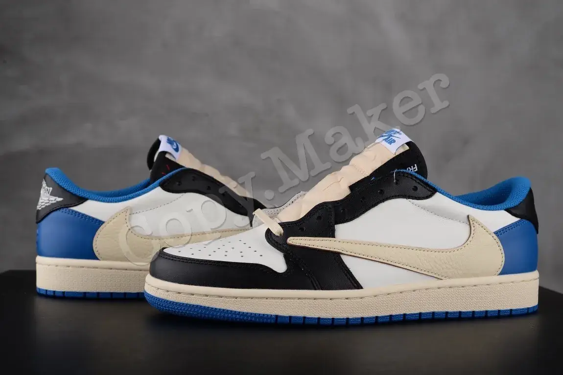 【預售】Travis Scott x Fragment Design x Air Jordan 1 Low OG SP 三方聯名 白藍黑 閃電 倒鉤 AJ1