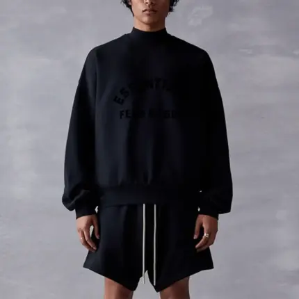 23SS FOG ESSENTIALS 副線 膠標 大學T圓領衛衣 FEAR OF GOD 玄青黑 圓弧字母