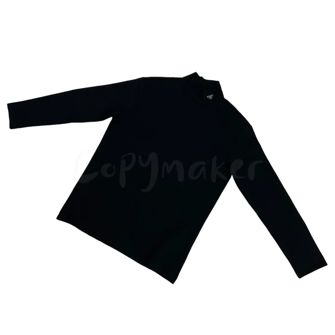PRA 23FW 素色簡約 三角標小logo 鐵牌 高領長袖T恤 打底衫 內搭