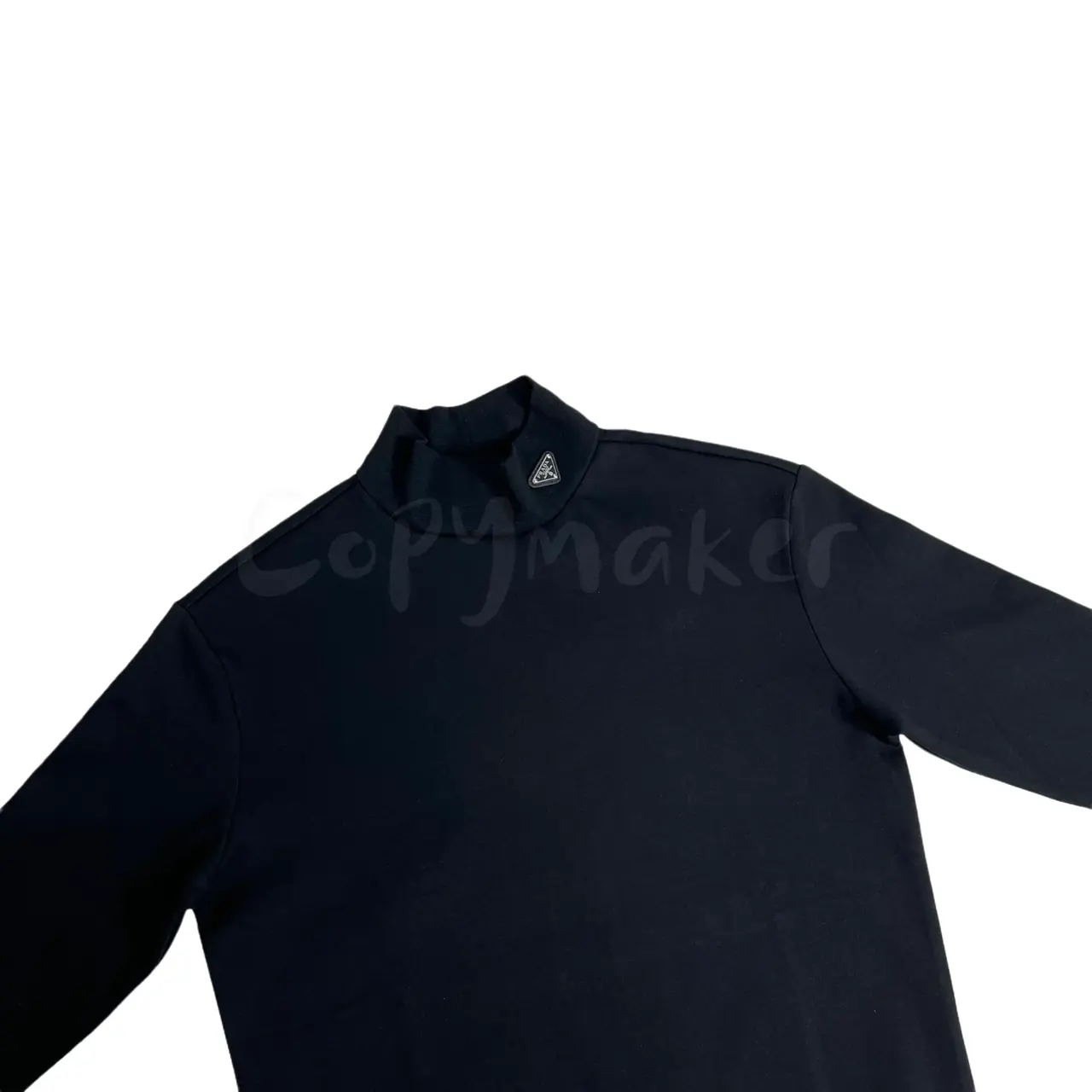 PRA 23FW 素色簡約 三角標小logo 鐵牌 高領長袖T恤 打底衫 內搭