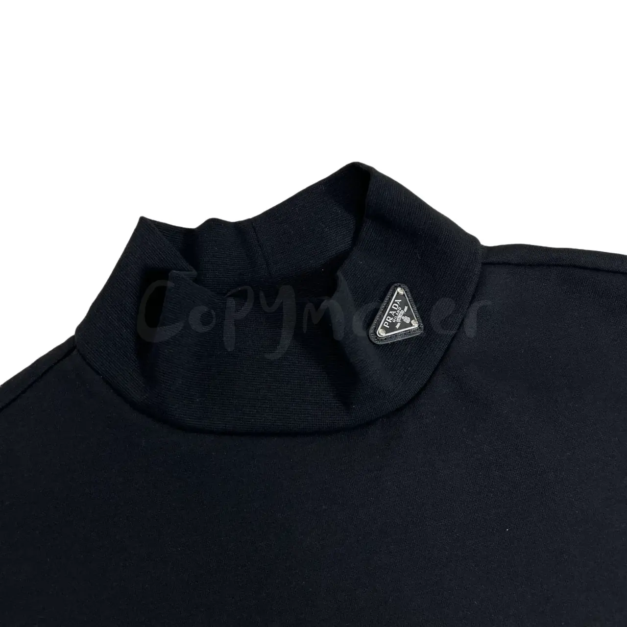 PRA 23FW 素色簡約 三角標小logo 鐵牌 高領長袖T恤 打底衫 內搭