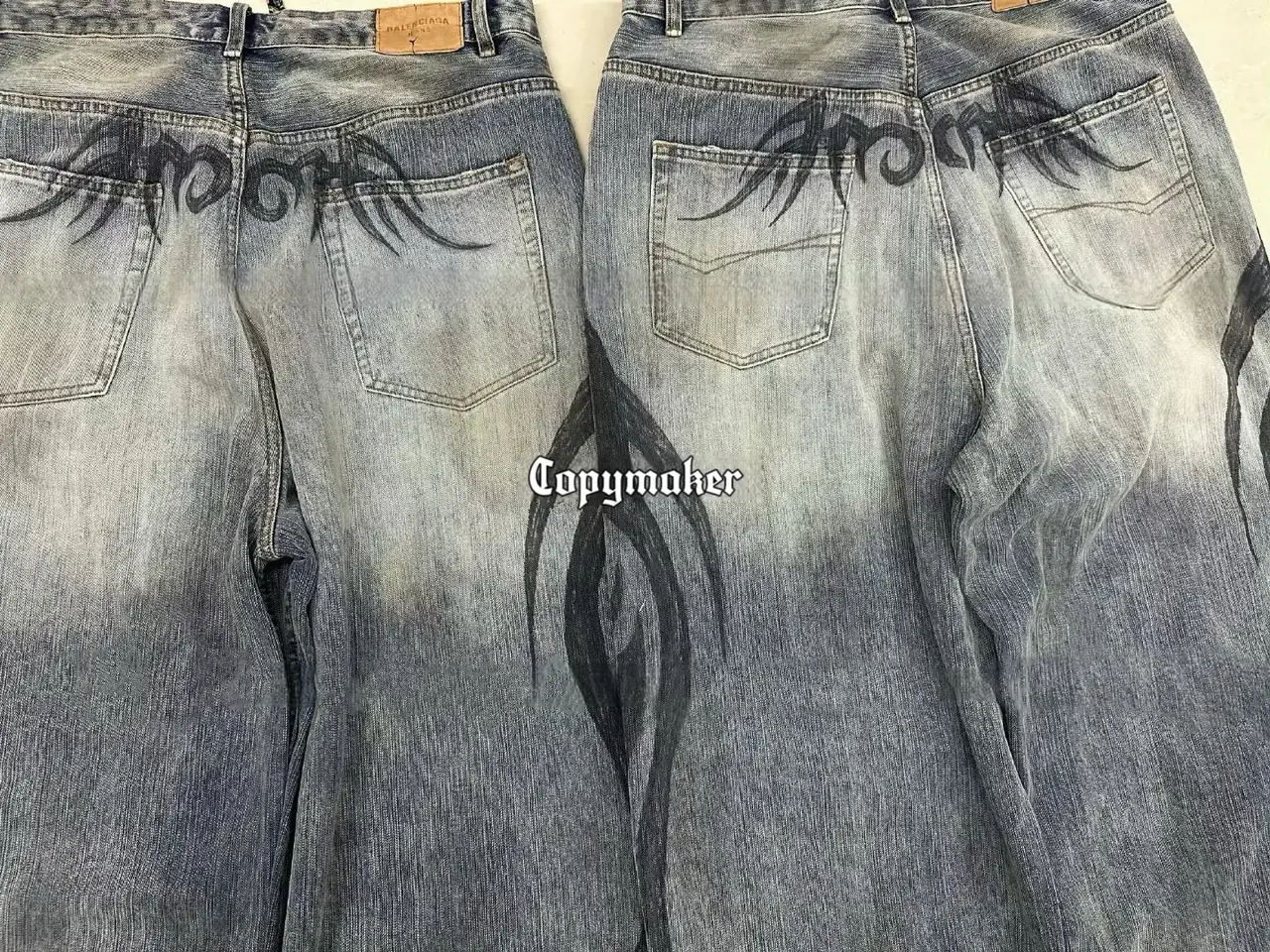 【現貨】巴黎 BLC 24FW 秀款 Baggy Pants 圖騰龍紋抽繩 泥染 廓型牛仔褲直筒褲長褲