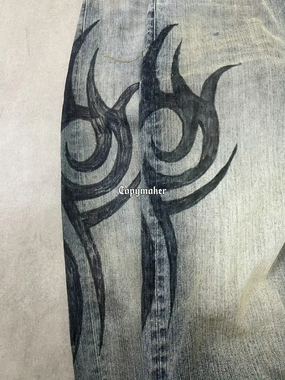 【現貨】巴黎 BLC 24FW 秀款 Baggy Pants 圖騰龍紋抽繩 泥染 廓型牛仔褲直筒褲長褲