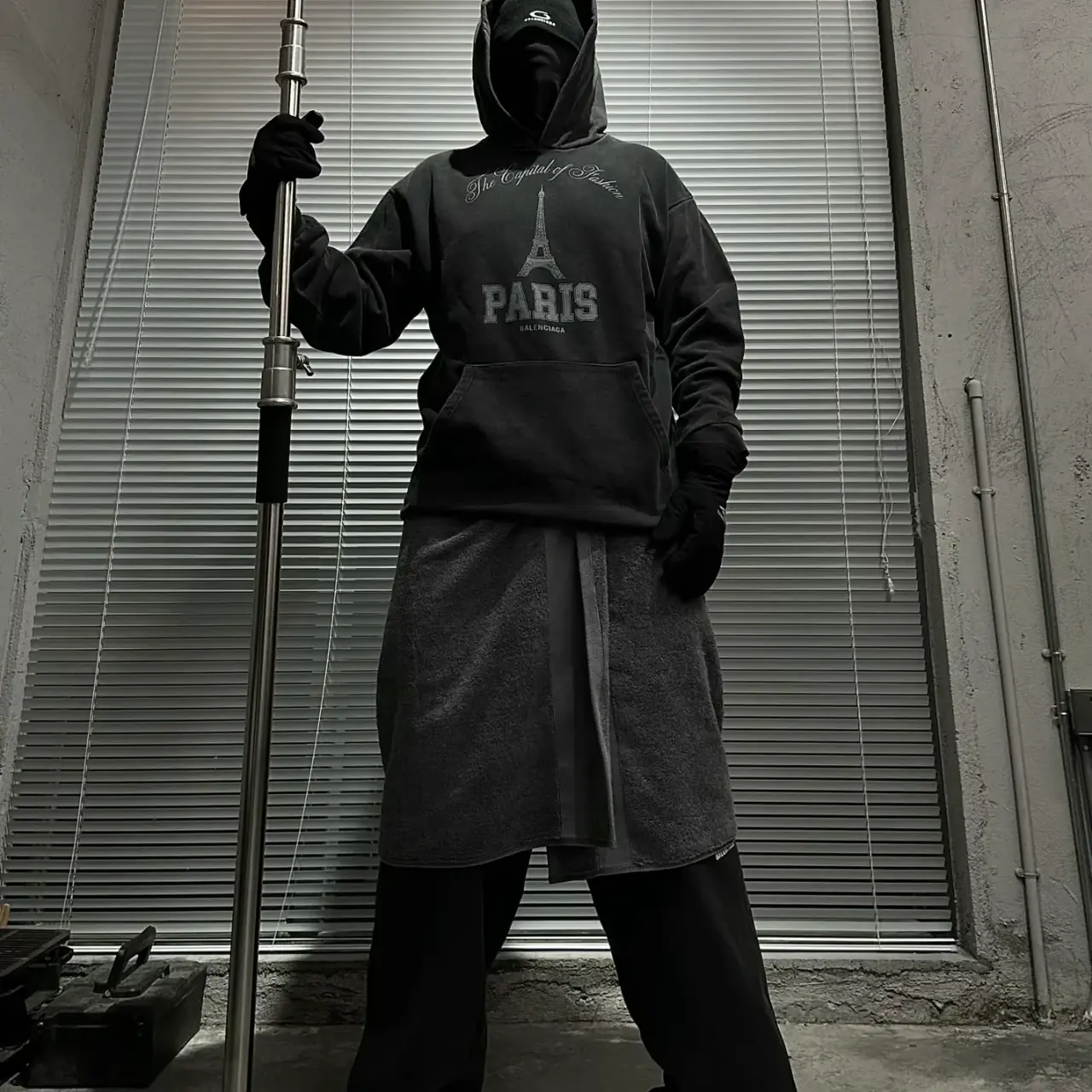 【現貨】巴黎 BLC 24FW Paris Tower Printed Hoodie 鐵塔做舊水洗 帽T連帽衛衣 黑灰