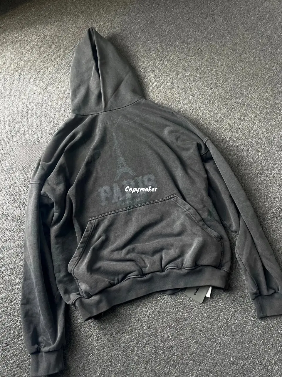 【現貨】巴黎 BLC 24FW Paris Tower Printed Hoodie 鐵塔做舊水洗 帽T連帽衛衣 黑灰