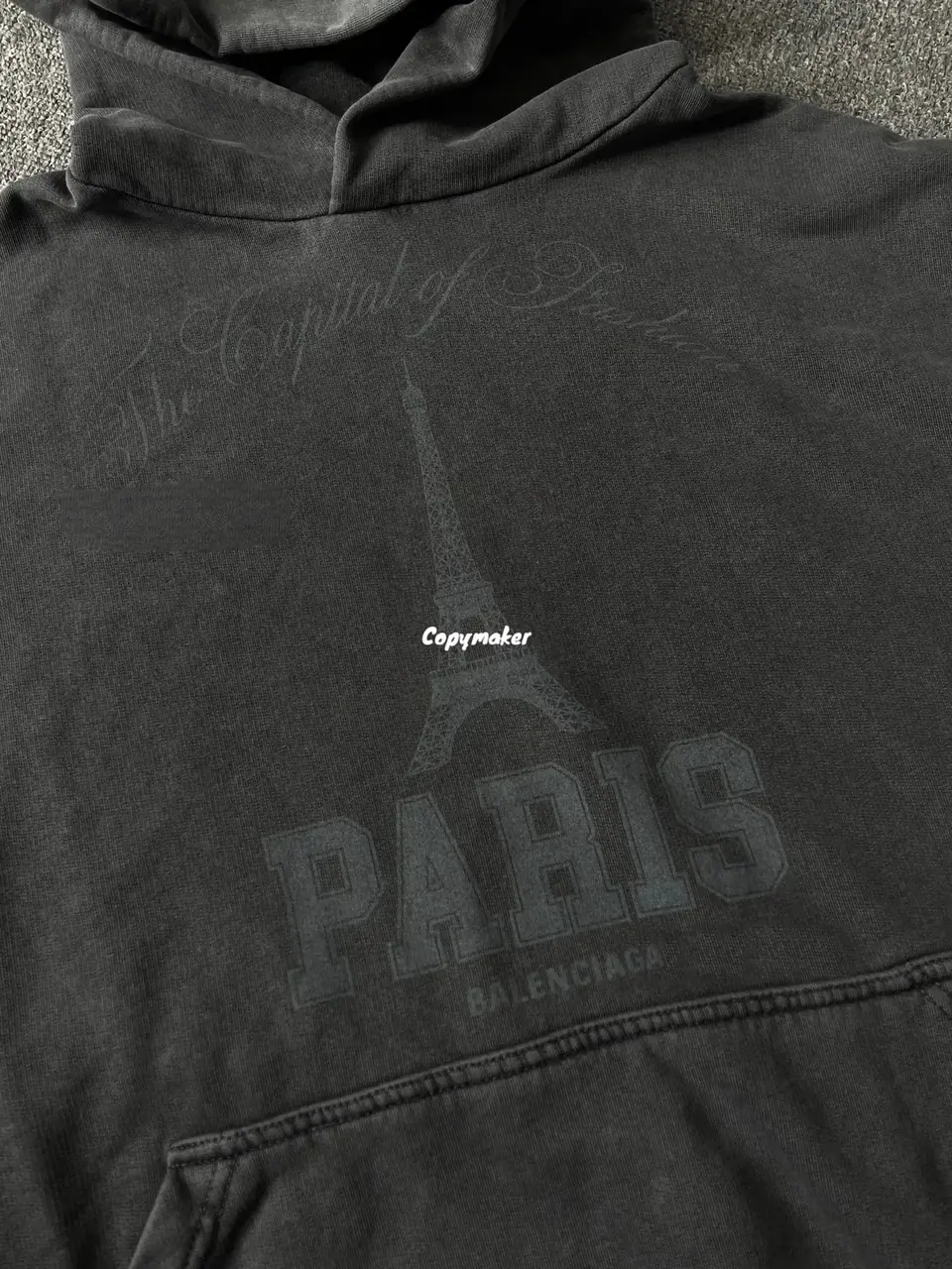 【現貨】巴黎 BLC 24FW Paris Tower Printed Hoodie 鐵塔做舊水洗 帽T連帽衛衣 黑灰