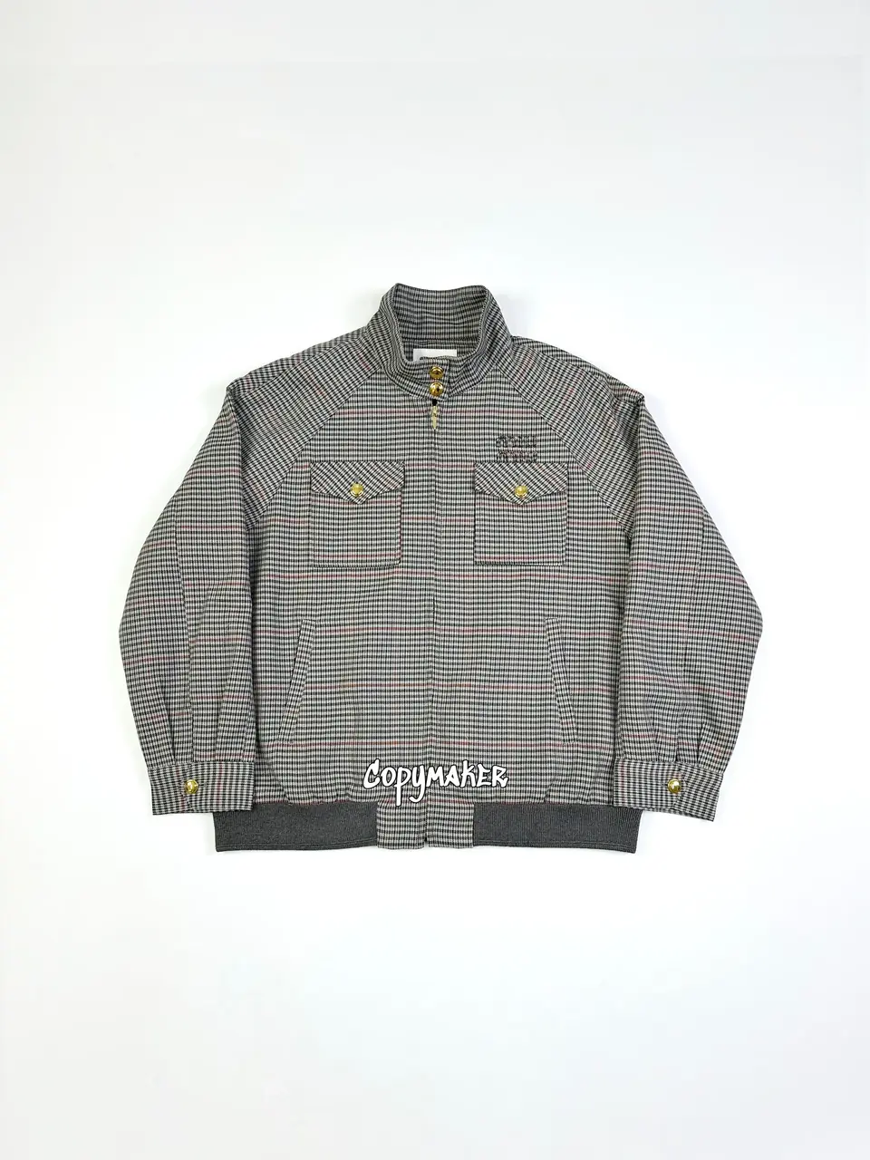 M1U M1U 24FW 繆繆 字母Logo貼布刺繡 格紋千鳥格 立領夾克外套