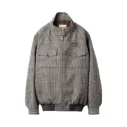 M1U M1U 24FW 繆繆 字母Logo貼布刺繡 格紋千鳥格 立領夾克外套
