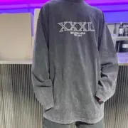 巴黎 BLC 22FW XXXL 水洗 蠟染 褪色 刺繡 長袖 T恤 3XL：圖片 2