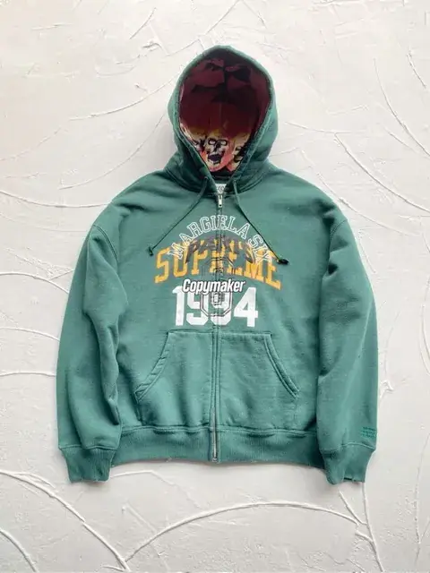 【預售】Sup x MM6 Maison Margiela SS25 聯名 火焰骷髏字母 拉鍊夾克連帽外套 黑色/綠色