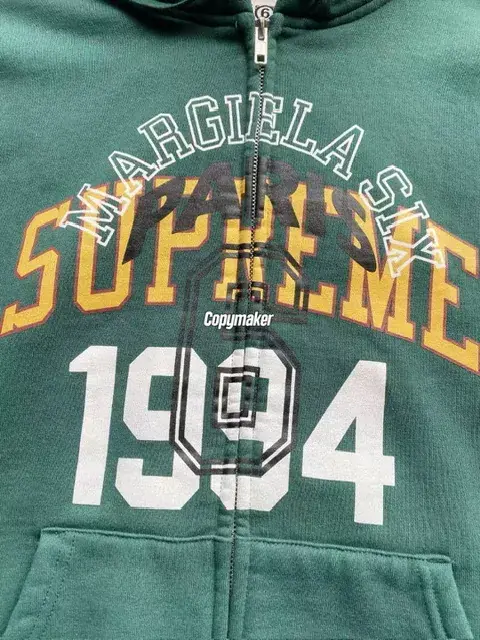 【預售】Sup x MM6 Maison Margiela SS25 聯名 火焰骷髏字母 拉鍊夾克連帽外套 黑色/綠色