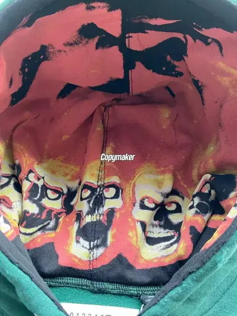 【預售】Sup x MM6 Maison Margiela SS25 聯名 火焰骷髏字母 拉鍊夾克連帽外套 黑色/綠色