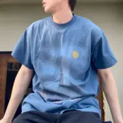 巴黎 BLC 24SS Unisex Paris Moon Oversized T-shirt 滿月鐵塔 做舊水洗 短袖T恤 霧霾藍：圖片 4