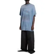 巴黎 BLC 24SS Unisex Paris Moon Oversized T-shirt 滿月鐵塔 做舊水洗 短袖T恤 霧霾藍：圖片 3