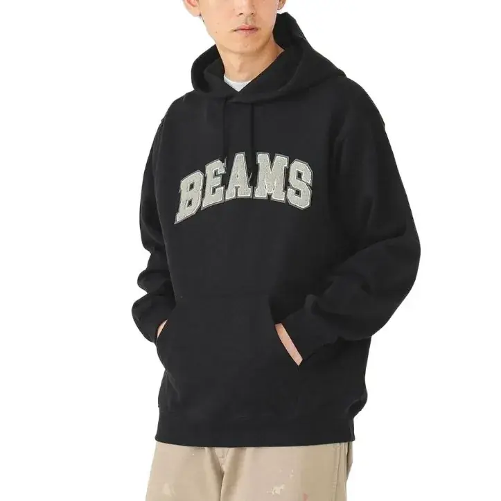 24AW BEAMS JAPAN 日本製 刺繡logo 拼色連帽衛衣帽T長袖