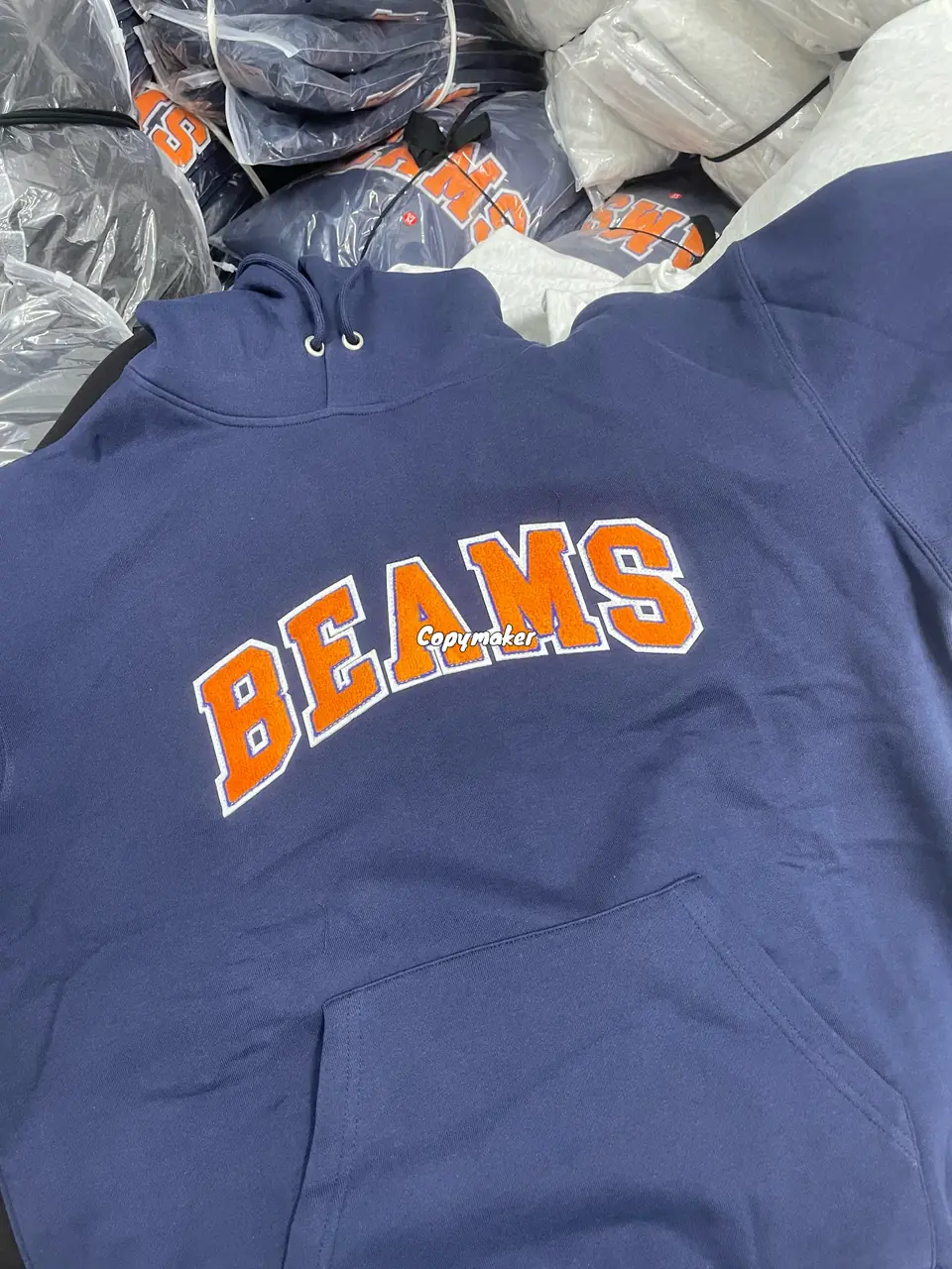 24AW BEAMS JAPAN 日本製 刺繡logo 拼色連帽衛衣帽T長袖