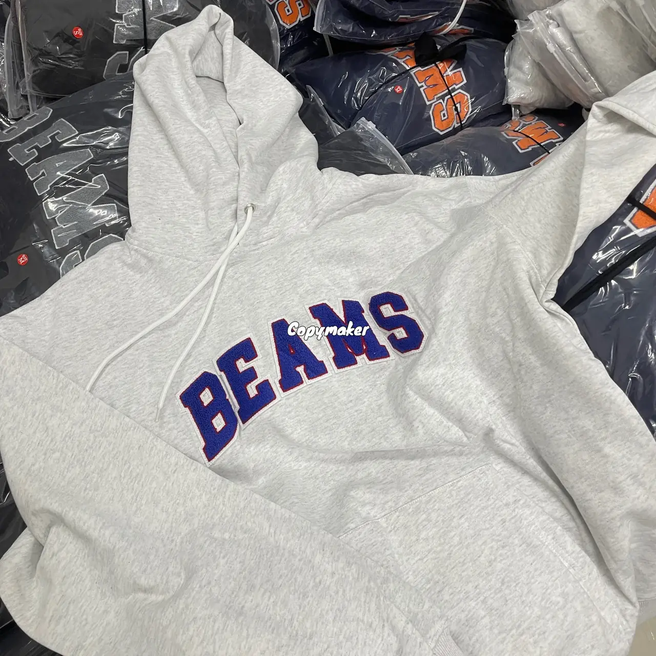 24AW BEAMS JAPAN 日本製 刺繡logo 拼色連帽衛衣帽T長袖
