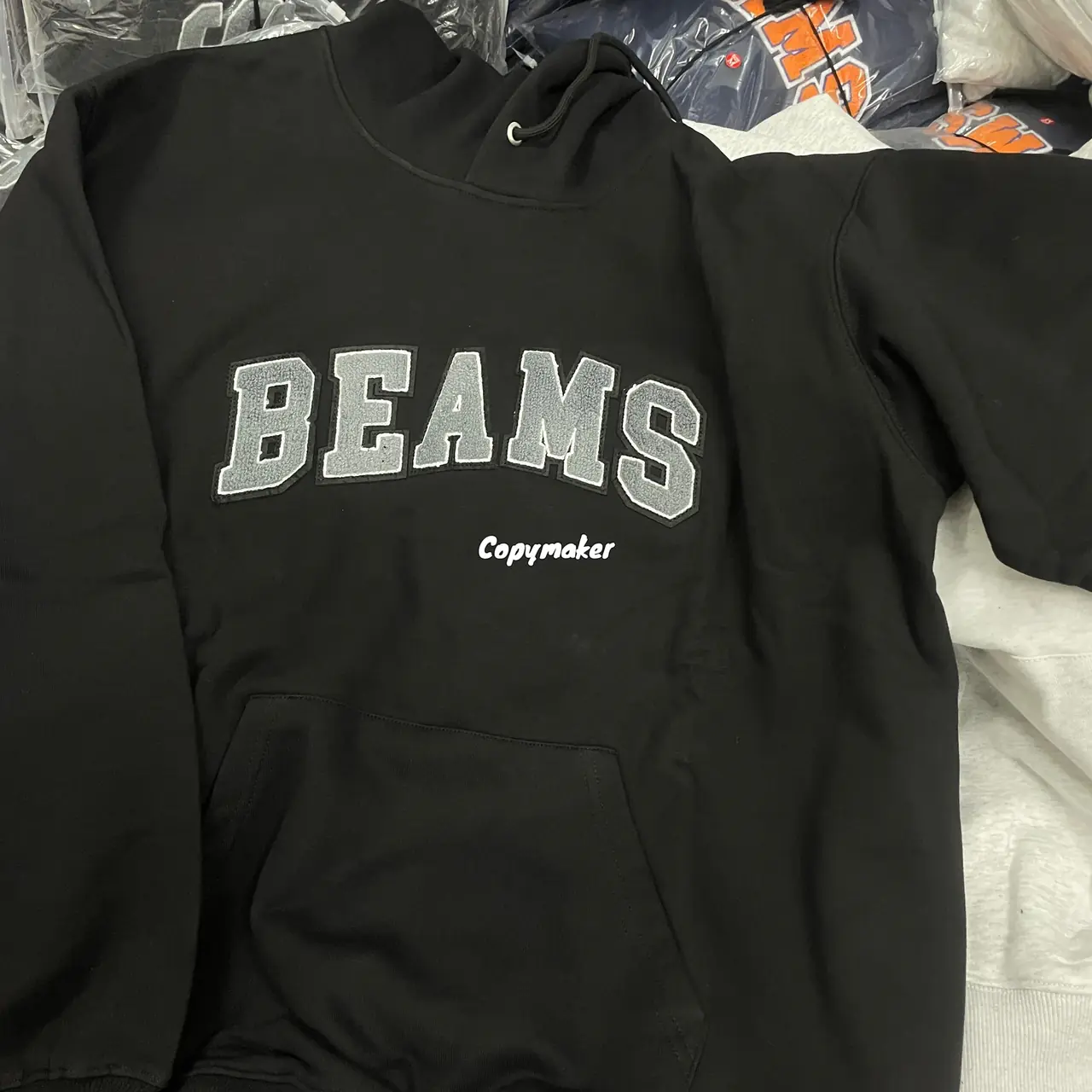 24AW BEAMS JAPAN 日本製 刺繡logo 拼色連帽衛衣帽T長袖