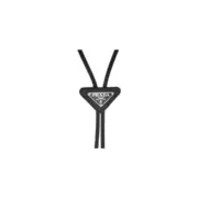 【現貨】PRA 20SS Bolo 原廠三角牌三角標徽章皮革 領結 領帶 黑色：圖片 4