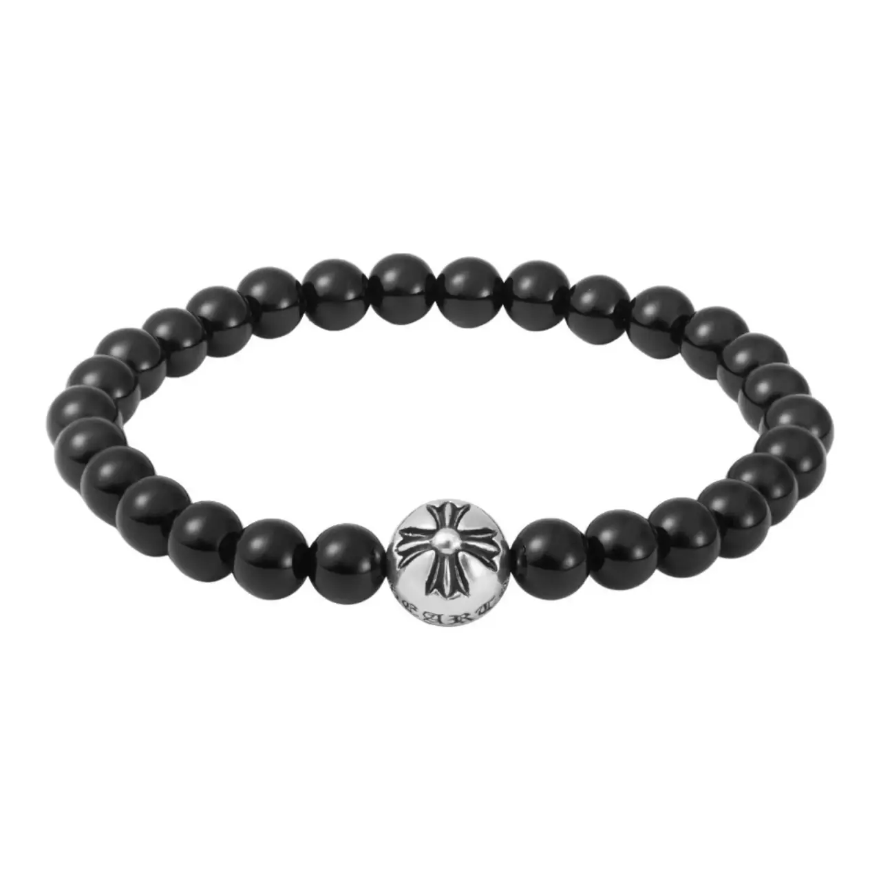 【現貨】Chrome Hearts 1 Cross Plus Ball Bracelet 黑曜石純銀 手鍊手環 克羅心 9mm