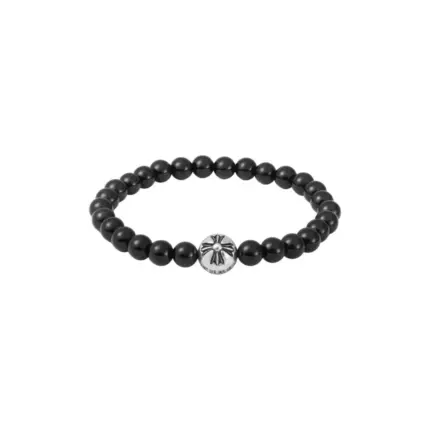 【現貨】【過驗】Chrome Hearts 1 Cross Plus Ball Bracelet 黑曜石純銀 手鍊手環 克羅心 9mm