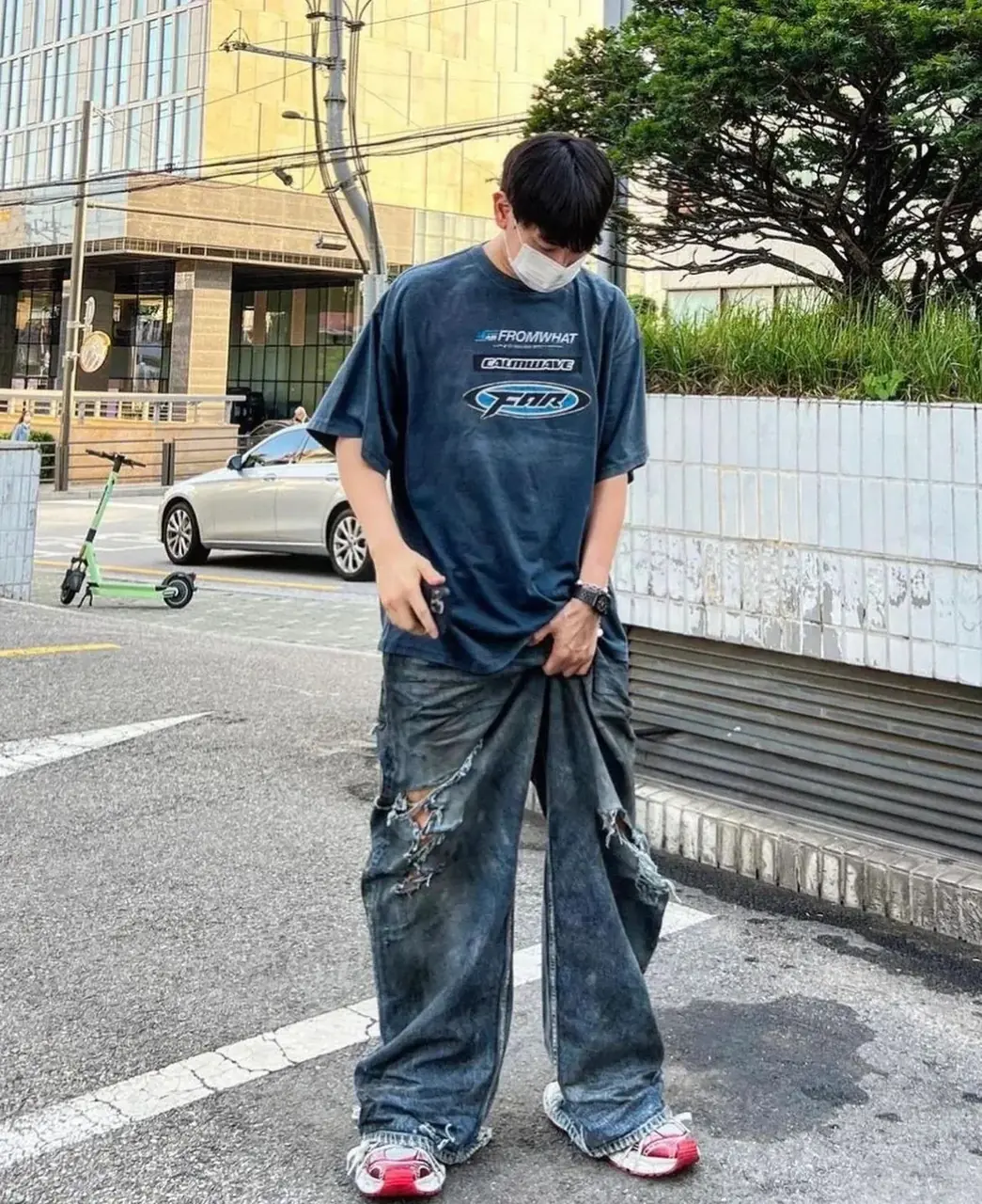 Far Archive 23SS 水洗做舊開裂雙面印花 賽車 短袖T恤 Vintage